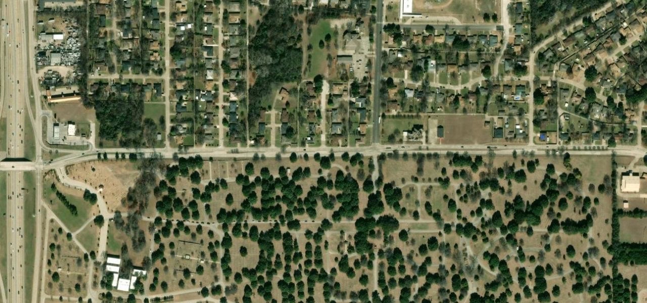 Closer satellite view of East Laureland Road near Shady Crest Trail