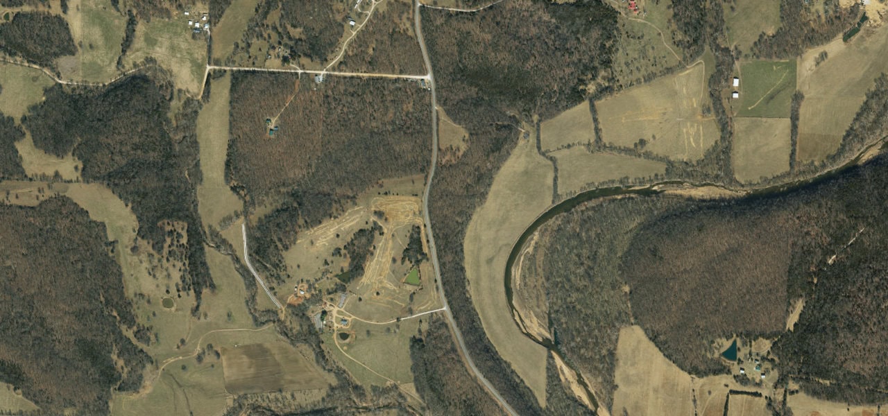 Closer satellite view of Route H south of Black Oak Church Road