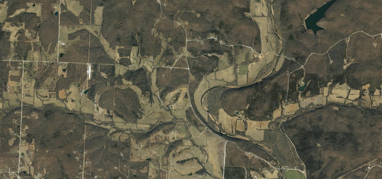 Wider satellite view of Route H south of Black Oak Church Road