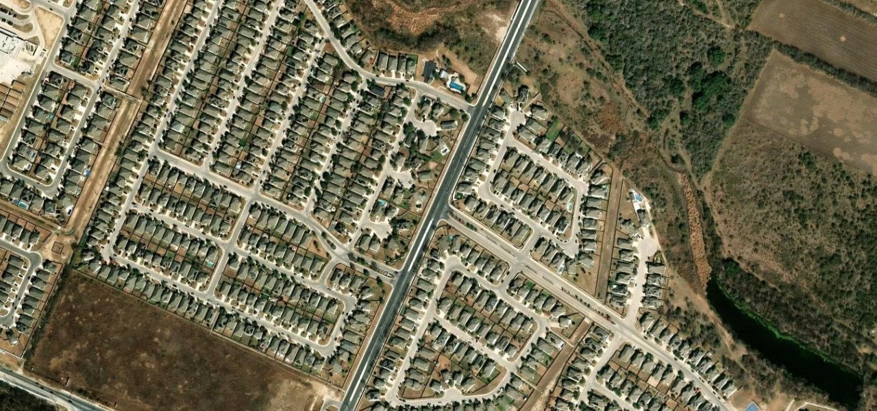 Closer satellite view of Galm Road and Shoreline Drive