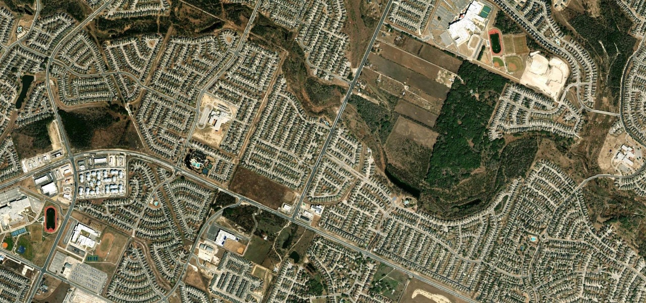 Wider satellite view of Galm Road and Shoreline Drive