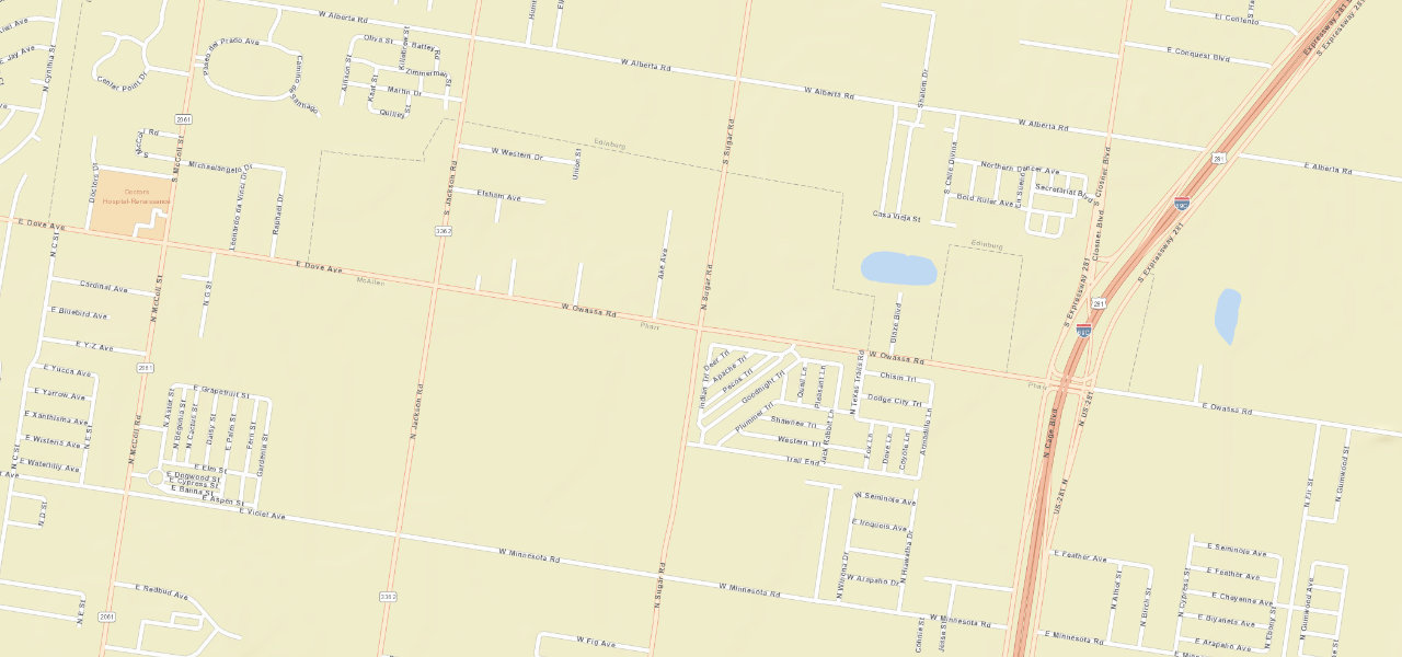 Wider street view of Owassa Road and Sugar Road