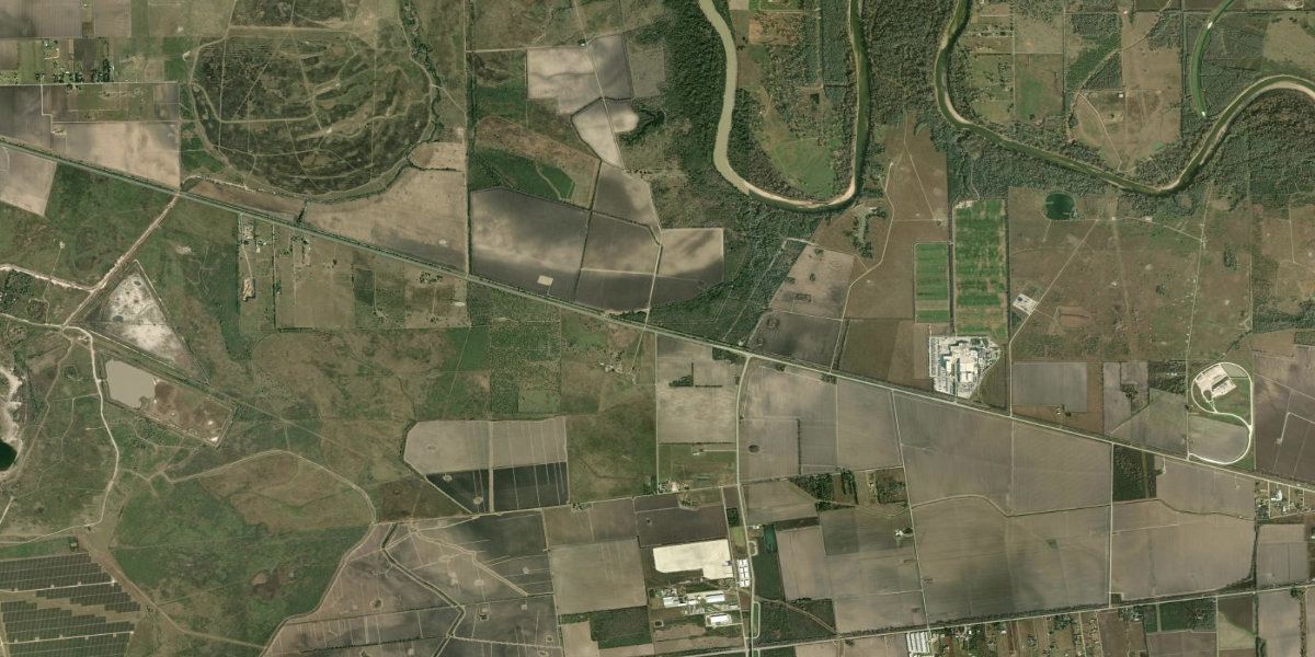Wider satellite view of SH 36 and Randon Dyer Road